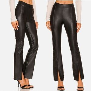 Commando Black Faux Leather Boot Cut Slit Pants